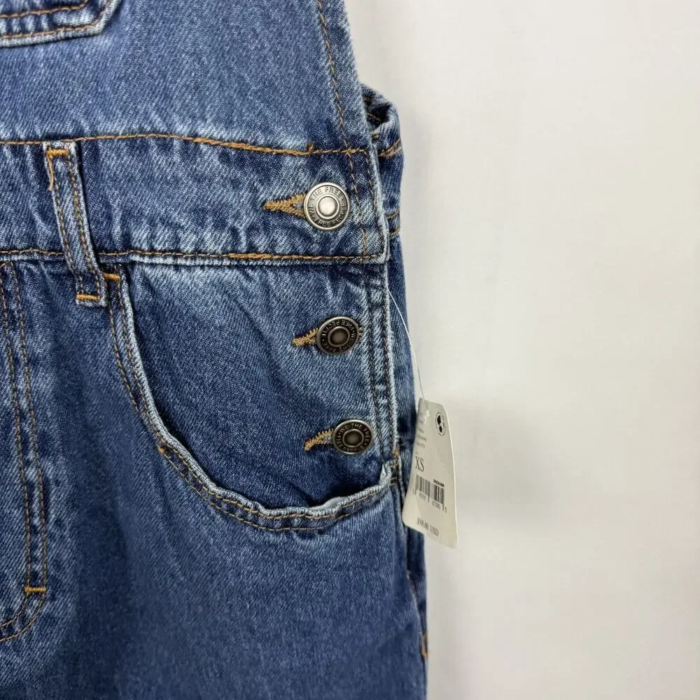 Free People We the Free Ziggy Blue Denim Overalls NWT Women's Size XS